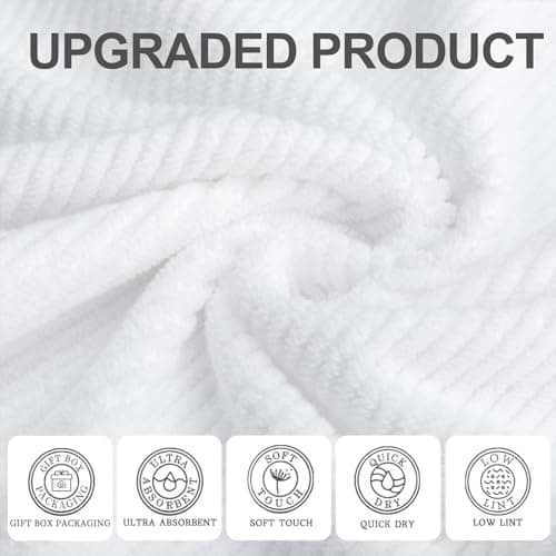 White Hand Towels - 100% Cotton | Lightweight | Thick | Quick Dry | Soft | Absorbent, 4 Pack Large 18" x 28", Bath Hand Towels for Bathroom, Luxury Towel Gift Set