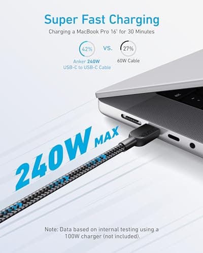 Anker USB C to USB C Cable (2Pack, 10FT),240W Type-C Fast Charging Cord for iPhone 17/16 Series,MacBook Pro 2020,iPad Air 4 and More (Black)