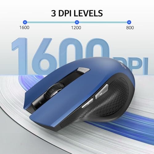 Acer Wireless Mouse for Laptop, 2.4GHz Computer Mouse 3 Adjustable DPI Office Cordless USB Mice with USBA Receiver, 6 Buttons, 1600 DPI, Medium to Large Sized Hands (Blue) — view 2