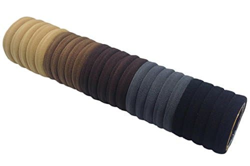 J-MEE Hair Bands Hair ties for Thick Hair 100PCS Seamless Cotton Simply Ponytail Holders Headband Scrunchies Hair Accessories No Crease Damage (Neutral Colors) — view 3