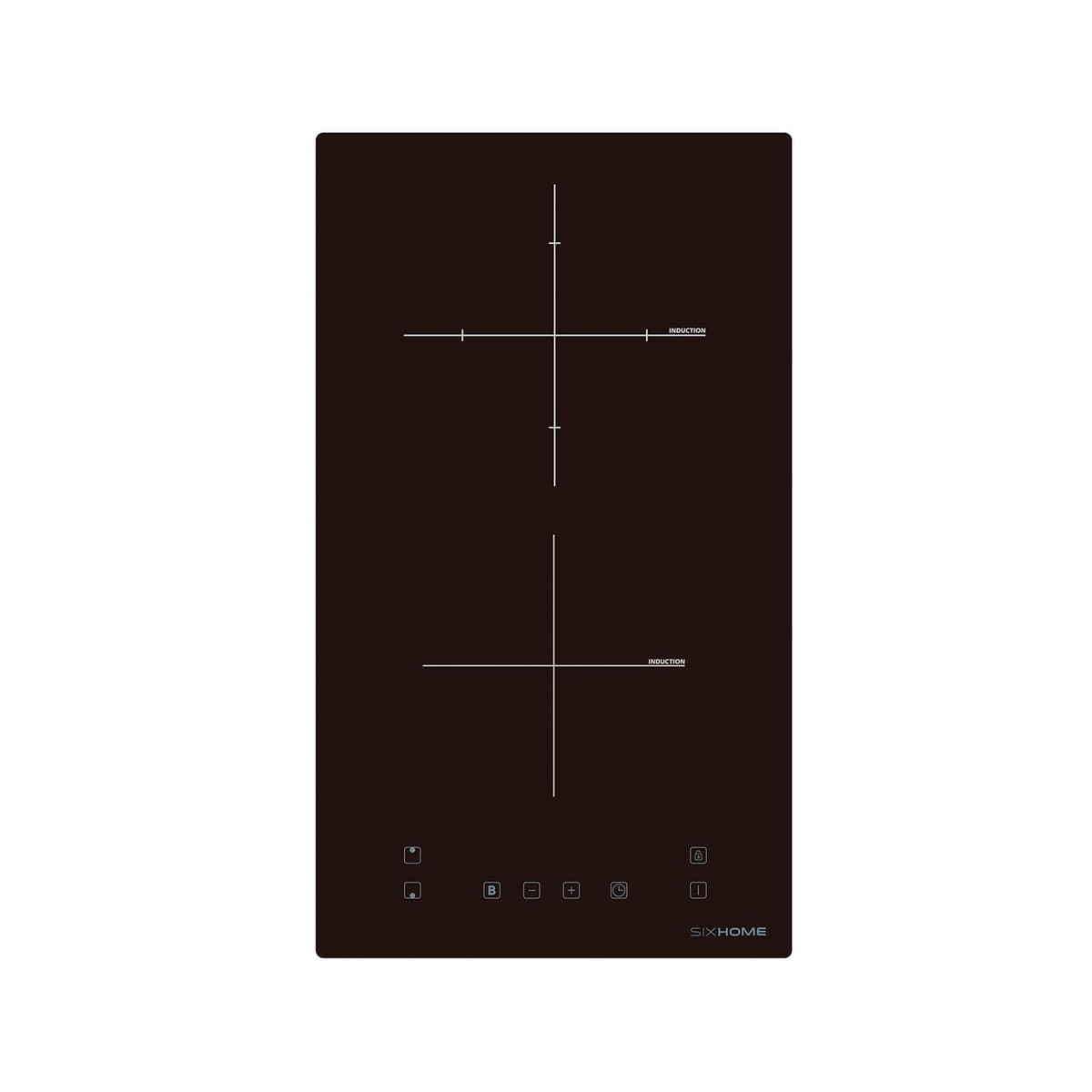 SIXHOME Placa de inducción 30 cm 2 zonas 3300 W con función Booster, control táctil, bloqueo infantil, apagado automático, color negro SXHPI30N