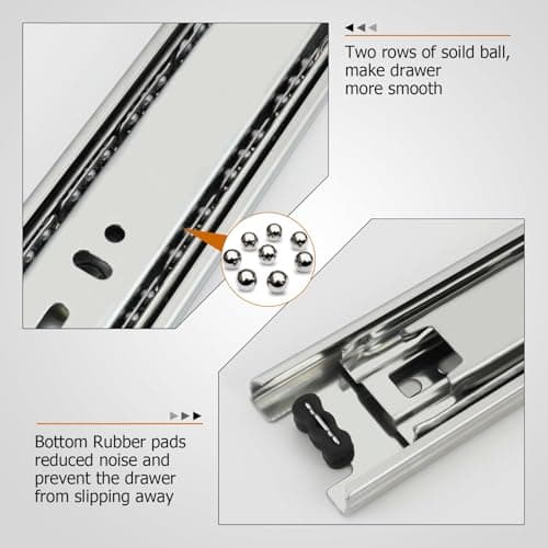 LONTAN Heavy Duty Full Extension Ball Bearing Drawer Slides 10 Inch 1 Pair Side Mount File Cabinet Rails Dresser Runner Kitchen Cabinet Drawer Glides 100 LB Capacity — view 3