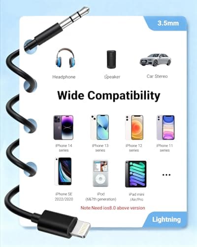 Aux Cord for iPhone,[Apple MFi Certified] Lightning to 3.5 mm AUX Cable for Car Stereo, Speaker, Headphone, Auxiliary Audio Cable Compatible with iPhone 14 13 12 11 XS XR X 8 7 3.3FT Black — view 5