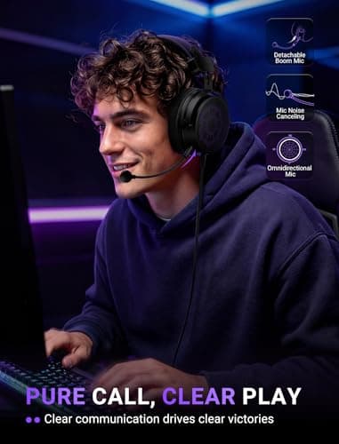 FIFINE Open Back Gaming Headset with 7.1 Surround Sound - Expansive Open Audio - USB/3.5mm Dual Wired Connection - Detachable Mic for PC, PS5, PS4, Laptop, Mac, Xbox, Mobile - Ampligame H18V Lite BP — view 5
