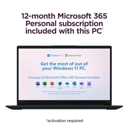 Lenovo IdeaPad Slim 3i • 15.6" FHD Business Laptop • Microsoft Office 365 • Intel N150 CPU • 8GB DDR5 • 128GB SSD • Windows 11 — view 2
