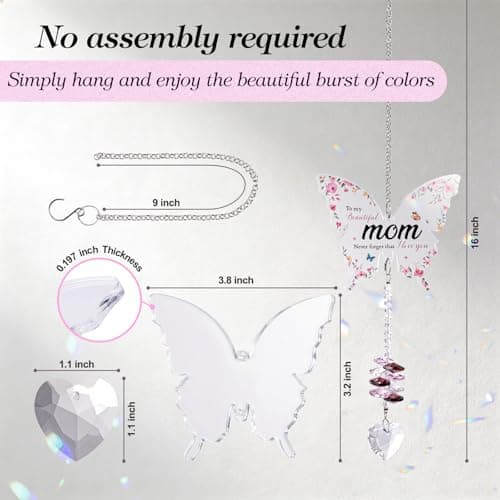 Birthday Gift for Mom – Crystal Suncatcher with Rainbow Prisms, for Mom Birthday from Daughter – Unique Home Decor Keepsake that Fills Her Room with Sunshine — view 2