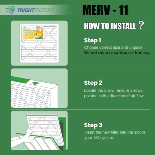 TRIGHTFILTERS 20x25x1 Air Filter 4 Pack, MERV 11 Dust & Pet Defense Electrostatic Pleated Home HVAC AC Furnace Filters Replacement (Actual Size 19.80x24.69x0.79 in) — view 5