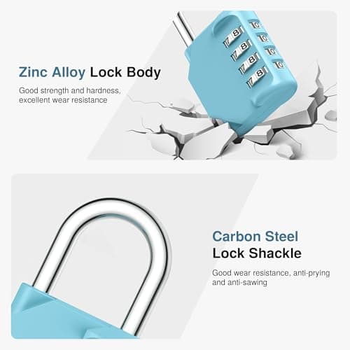Puroma Combination Lock 4 Digit Waterproof Locker Locks Secure Outdoor Padlock for Gym Lockers, Toolboxes, Gates, Fences, Storage, Sports Locker, Cabinets (Sky Blue) — view 3