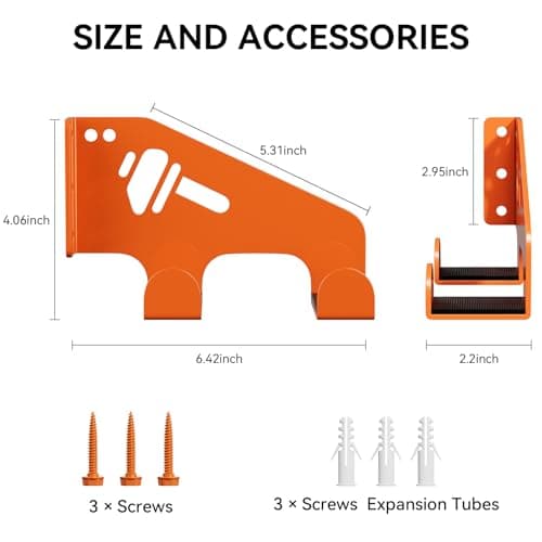 XZHXFX Chainsaw Hanger Wall Mount - Heavy Duty Chainsaw Holder for Garage Organization, Storage Shed Organizer, Chainsaw Rack with Protective Pad, Garage Tools, 1 Pack(Orange) — view 3