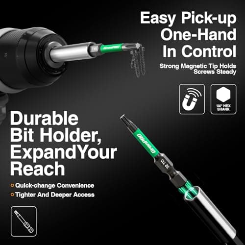 GRENPRO 11 Pcs Impact Torx Bits T15, 2" Length S2 Steel Magnetic Screwdriver Bits, 1/4" Hex Shank CNC Machined Star Bits for Impact Drivers, with Storage Box — view 3
