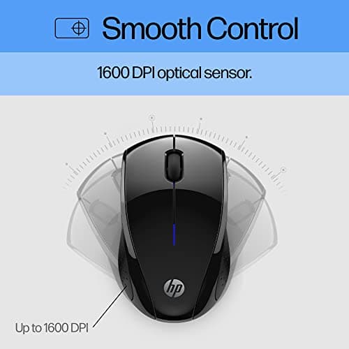 HP X3000 G3 Wireless Mouse - Black, 15-Month Battery, Side Grips for Control, Travel-Friendly, Blue LED, Powerful 1600 DPI Optical Sensor, Compatible with Wins PC/Laptop, Mac, Chromebook (683N7AA) — view 5