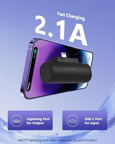 Miady 2-Pack Mini Portable Charger Built-in Connector Compact Battery Pack — view 5