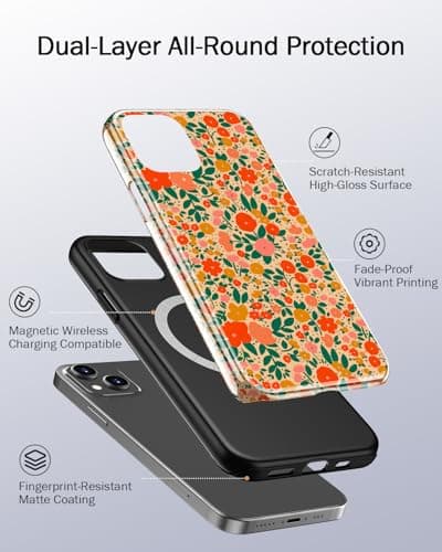 MERRO for iPhone 14/iPhone 13 Case,Cute Floral Aesthetic Y2K Phone Cover