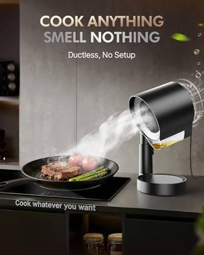 Portable Range Hood - Adjustable & 3-Speed Desktop Kitchen Exhaust Fan with Large Oil Cup & Low Noise, Detachable Filter Portable Exhaust Fan for BBQ, RV, Apartments, Dorm(Black)