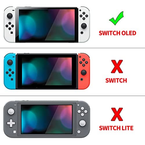 PlayVital AlterGrips Protective Slim Case for Nintendo Switch OLED, Ergonomic Grip Cover for Joycon, Dockable Hard Shell for Switch OLED w/Thumb Grip Caps & Button Caps - Black