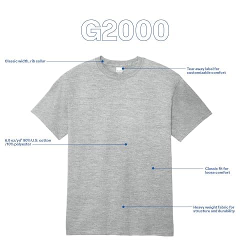 Gildan Adult Ultra Cotton T-Shirt, Style G2000, Multipack, Sport Grey (2-Pack), X-Large — view 4