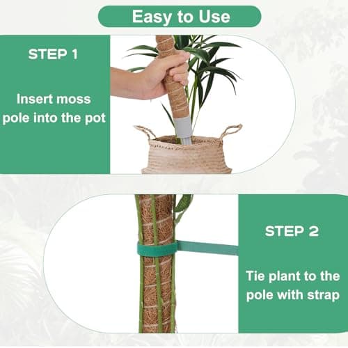 3 Pack Moss Pole, 50 Inch Monstera Plant Support, Tall Moss Poles for Climbing Plants Indoor DIY, Coco Coir Plant Pole Moss Plant Stick Support Stake Kit for Potted Plants, Pothos, Philodendron — view 5