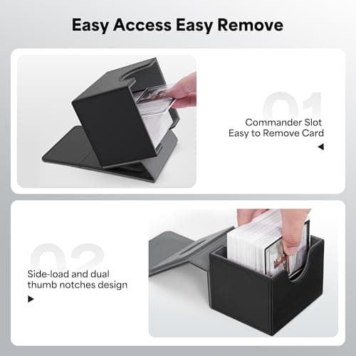 ZLCA MTG Commander Deck Box, Card Deck Box for Trading Card, Holds 110+ Double Sleeved Cards Fits for Magic Cards TCG CCG (Black) — view 5