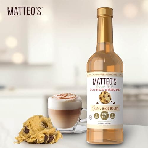 Matteo's Cookie Dough Syrup for Coffee, Lattes, Cappuccinos & Desserts – Sugar-Free Sweetener for Beverages, Keto Friendly, Zero Calories, Indulgent Flavor, Non-Alcoholic, 33.8oz (1pk) — view 4