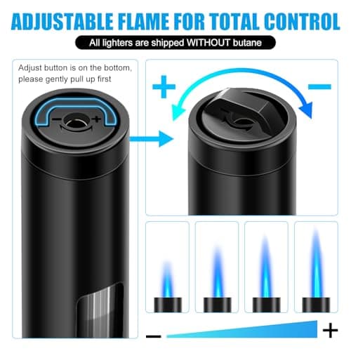 LcFun Torch Lighter Refillable Butane Lighters Long Stem with Visible Fuel Tank, Windproof Jet Flame Flexible Long Neck Lighter for Grill BBQ Fireplace (Butane Not Included) — view 3