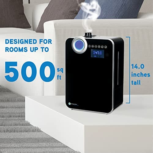 PureGuardian 2-Gallon Warm and Cool Mist Ultrasonic Humidifier with Extension Wand, 120-Hour Run Time on Low, 500 Sq. Ft. Coverage, For Large Rooms, Quiet Operation, Black, H8000B — view 3