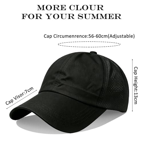 WXGKSA Womens Criss Cross Ponytail Baseball Cap, Adjustable High Messy Bun Sun Hat Quick Drying UV Protection Breathable Sport Cap for Outdoor Activities (US, Alpha, One Size, Black+Black) — view 4
