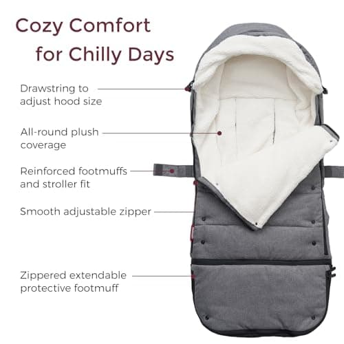 Momcozy Stroller Footmuff Universal | Easily Attaches to Most Strollers | Ultra-Plush,Weather-Proof Stroller Sleeping Bag | Deluxe Warm Stroller Bunting Bag | Extendable Cover Winter | Adjust-Buckle — view 2