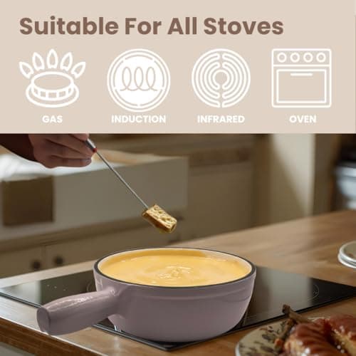 Cast Iron 9-pcs 2L Fondue Set With Accessories Fondue Kit Swiss Fondue Cheese Meat Oil Fondue Pot Fondue Pot set, Cheese Fondue Set, Chocolate Fondue Pot, Cheese Melting Pot, Fondue Pot Non Electric — view 3