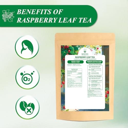 WT WEETEE Red Raspberry Leaf Tea Bags 60 Count, Pure Cut & Sifted Raspberry Leaf, Taste Similar to Green Tea, No Sugar, No Caffeine, Natural Pregnancy Tea