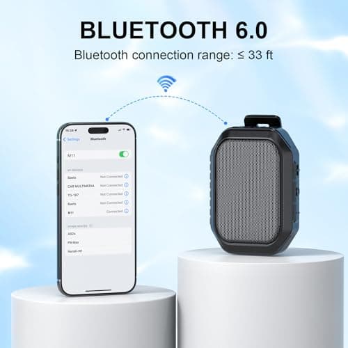 Xinborry Wearable Bluetooth Speaker,IPX7 Waterproof Outdoor Speakers,Clip-On Wireless Small Portable Speaker with Bluetooth 6.0,TWS,Hands-Free Calls for Work,Golf,Camping — view 3