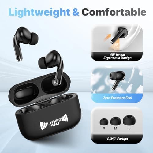 BLXSounds Wireless Earbuds, Bluetooth 5.3 Headphones Wireless Earbuds with 4 ENC Noise Cancelling Mic, 40+Hrs, HiFi Bass 3D-Stereo, USB C in-Ear Earphones, Ear Buds for iPhone, Android,Laptop — view 5