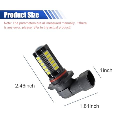 KPFILEH 2PCS 9006 Car LED Fog Light Bulbs, 12V 5630 33-SMD Anti-Fog Lights