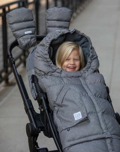 7AM Enfant Stroller Warmmuffs Gloves - Anti-Freeze Stroller Mittens for Handlebars, Water Repellent Hand Warmer Muff for Cold Weather, Plush Lined Stroller Warmmuffs | Winter Stroller Accessories