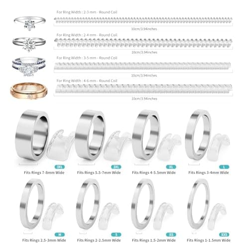 Ottemax Ring Sizers for Loose Rings - 12Pack, 12 Sizes, Ring Guards for Women& Men Loose Rings, Invisible Resizer Design for Spacers & Tighteners, Fits Bands Width to 1mm-8mm — view 2