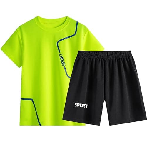 Boy Summer Activewear Set 2 Piece Quick Dry Short Suits Short Sleeve Athletic T-Shirts Baggy Shorts Casual Workout Outdoor