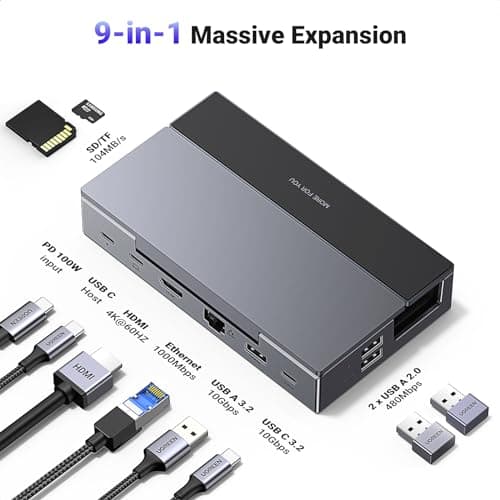 UGREEN Steam Deck Dock 9-in-1 USB C Docking Station Foldable Stand