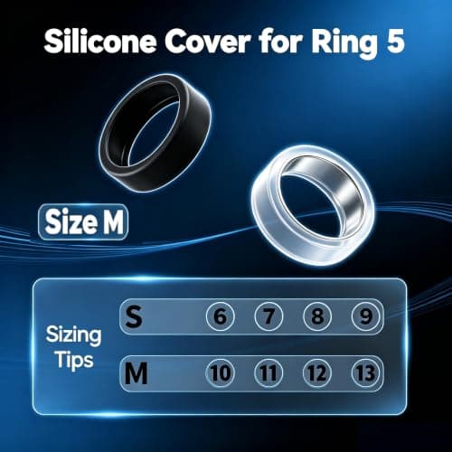 2-Pack Silicone Case Compatible with Oura Ring 5, Smart Ring Protectors, Soft Anti-Scratch Protective Sleeves,Black+ Translucent,Medium