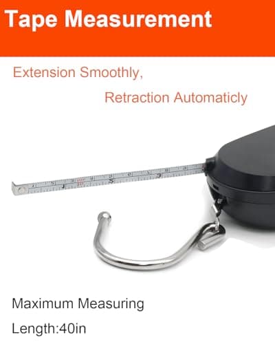 Fish Scale, Spring Hook Crane Scale Capacity 80lb. Travel with Tape Measure, Maximum Measuring 40in. Non-Slip Large Handle for Luggage Scale and Kitchen Scale.