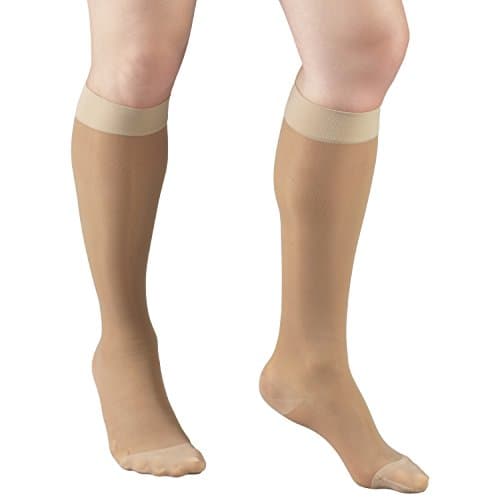 Truform Sheer Compression Stockings, 15-20 mmHg, Women's Knee High Length, 20 Denier, Lite-Beige, X-Large