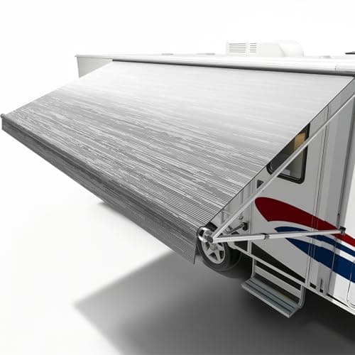 RV Awning Fabric Replacement, 19.5oz Heavy-Duty Vinyl Awning, Heat-Sealed Seamless, DIY Setup, Waterproof UPF 50+ Canopy for Camper, Trailer, Motorhome, Tear-Resistant, Gray Fade 8FT (Fabric 7'2")