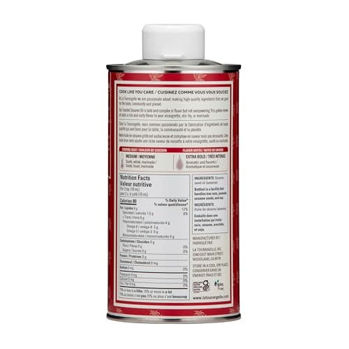 La Tourangelle Toasted Sesame Oil, Great for Cooking, Add to Noodles, Stir-Fry, Vegetables, Vinaigrettes, and Marinades, 500 mL 16.9 fl oz