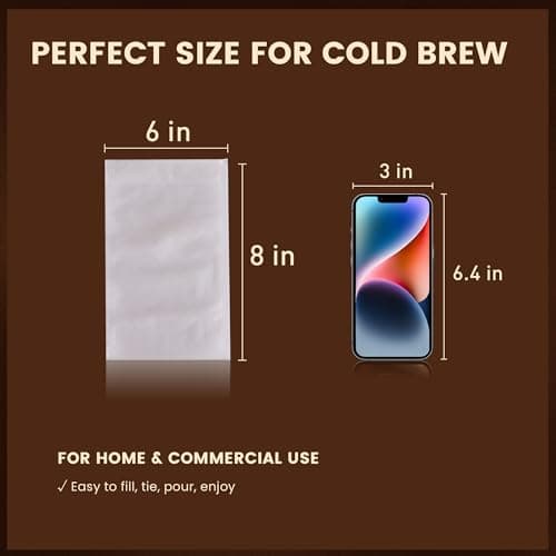 URCYLA Cold Brew Bags, 100 Count Brew Coffee Filter Bags, 6 * 8 Inch Fine Mesh Drawstring Pouches, Fits Mason Jars & French Press, Ideal for Tea, Herbs & Spices