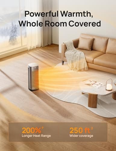 DREO Space Heaters for Indoor Use, 16 Inch Fast Heating Portable Heaters with Remote, 12H Timer, 70° Oscillation, Overheat Protection, Safety Heat, Large PTC Ceramic Electric for Bedroom Home Office — view 2