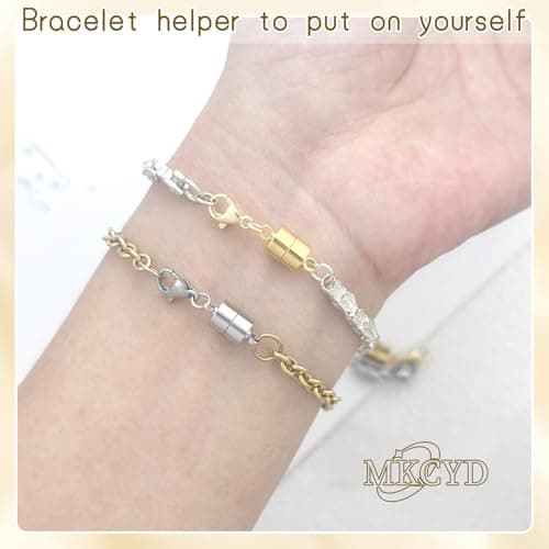 MKCYD Magnetic Necklace Clasp with Lobster Clasp,14K Gold and Silver Magnetic Jewelry Clasps for Necklace Extender Bracelet Closures — view 3