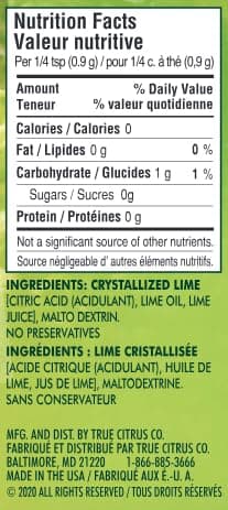 True Lime Shaker Lime Powder Seasoning, 65 g (2-Pack), Unsweetened, Zero Calories, No Sodium, for Cooking, Baking & Seasoning