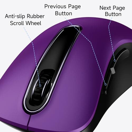 memzuoix Wired Mouse, USB Computer Mouse 1400 DPI Mobile Optical Mouse Ergonomic Design Computer Mice with 5FT Cord for Laptop, PC, Desktop, MacBook, 5 Buttons (Purple) — view 2