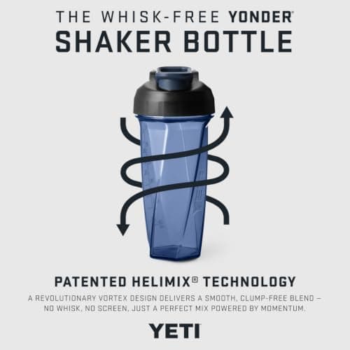 YETI Yonder Helimix Vortex Blender Shaker Bottle Holds up to 27oz | No Blending Ball or Whisk | USA Made | Portable Pre Workout Whey Protein Drink Shaker Cup | Dishwasher Safe, Charcoal