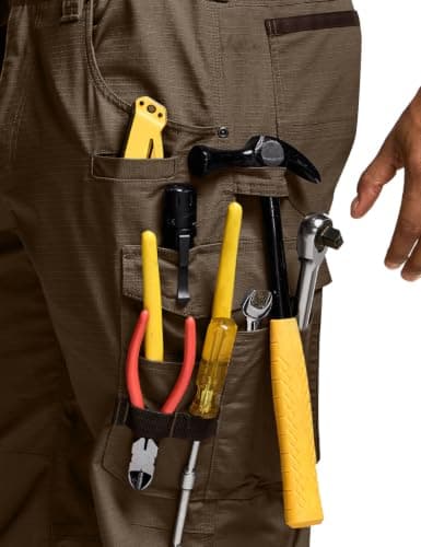 CQR Men's Quick Dry Work Pants, Water Resistant Outdoor Tactical Pants, Lightweight Stretch Cargo Hiking Pants, Work Pants Tundra, 36W x 32L