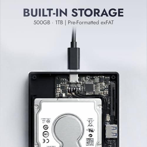 ModusTech Nexus 500GB Portable External Hard Drive with Built-in Docking Station 5-in-1 USBC Hub, USB 3.1 10Gbps, SD & MicroSD, Bus-Powered, Compatible with MacBook, Laptop, iPad (500GB + 5-IN-1 DOCK) — view 4