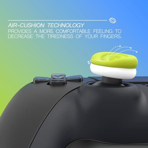 PlayVital Thumbs Cushion Caps Thumb Grips Set Thumbstick Grip Cover Joystick Cap for ps4, for ps5, for Xbox Series X/S, for Xbox One, Elite Series 2, Switch Pro Controller - Bright Green & Robot White